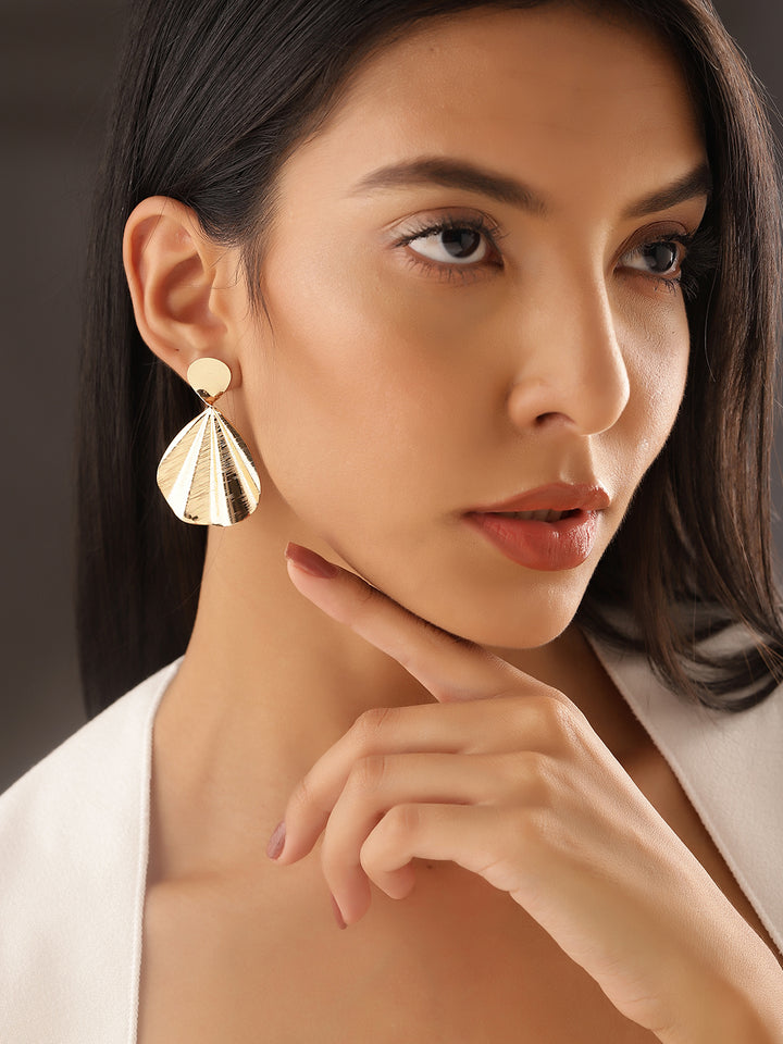 Gold Plated Statement Elegance Drop Pattern Earrings