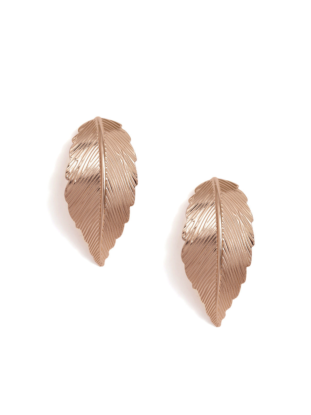 Leaf Elegance Abstract Gold Plated Stud Earrings