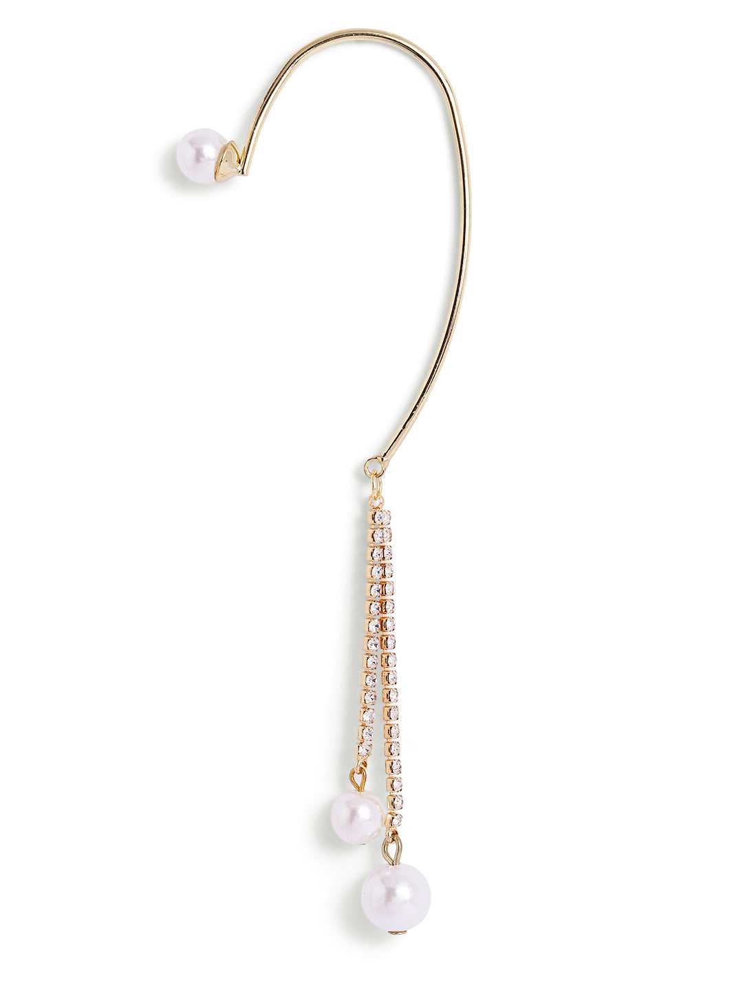 Pearl Studded Gold Plated Statement Ear Cuff Earrings