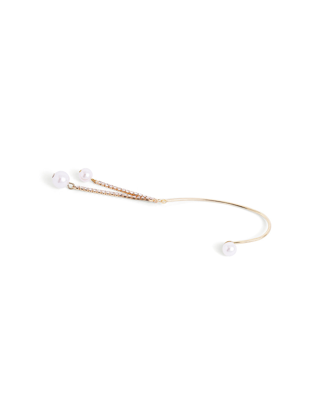 Pearl Studded Gold Plated Statement Ear Cuff Earrings