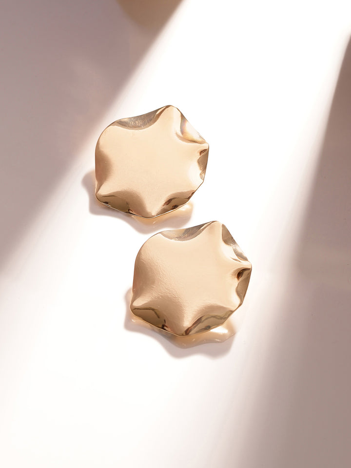 Elegant Geometrical Design Gold Plated Stud Earrings