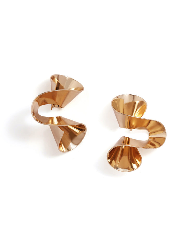 Swirl Pattern Gold Plated Statement Stud Earrings