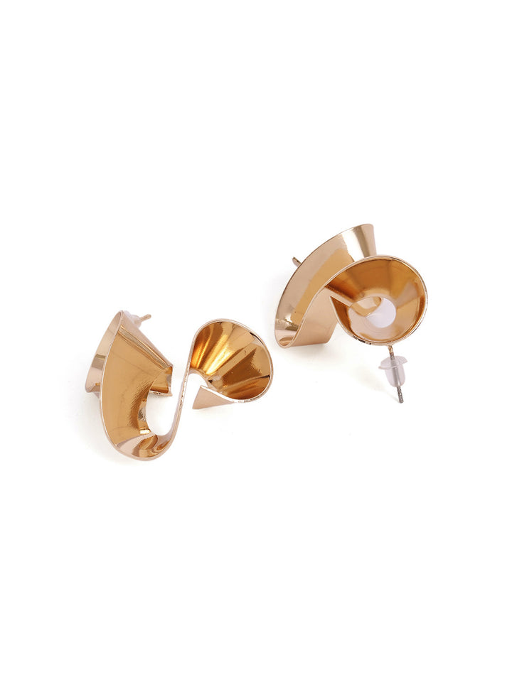 Swirl Pattern Gold Plated Statement Stud Earrings