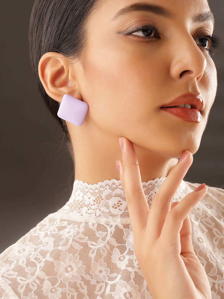 Lavender Statement Pattern Fancy Stud Earrings