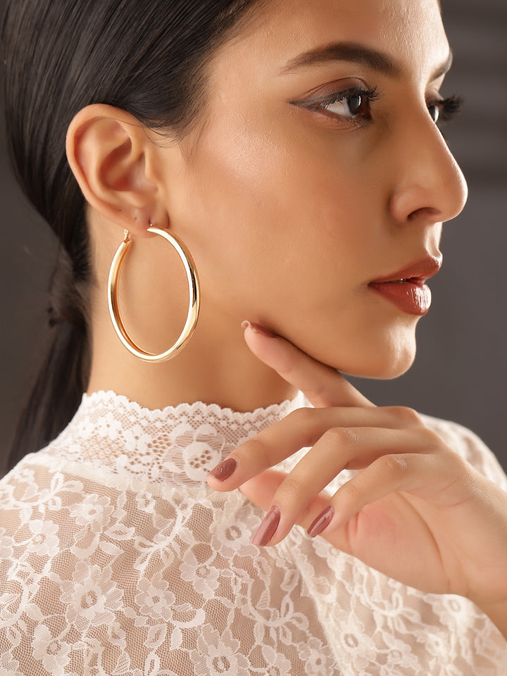 4 pair of Hoops Gold Plated Fancy Combo Earrings