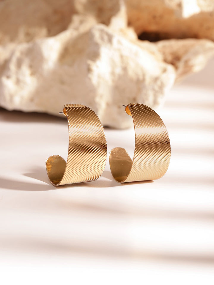 Gold Plated Plain Statement Hoop Earrings