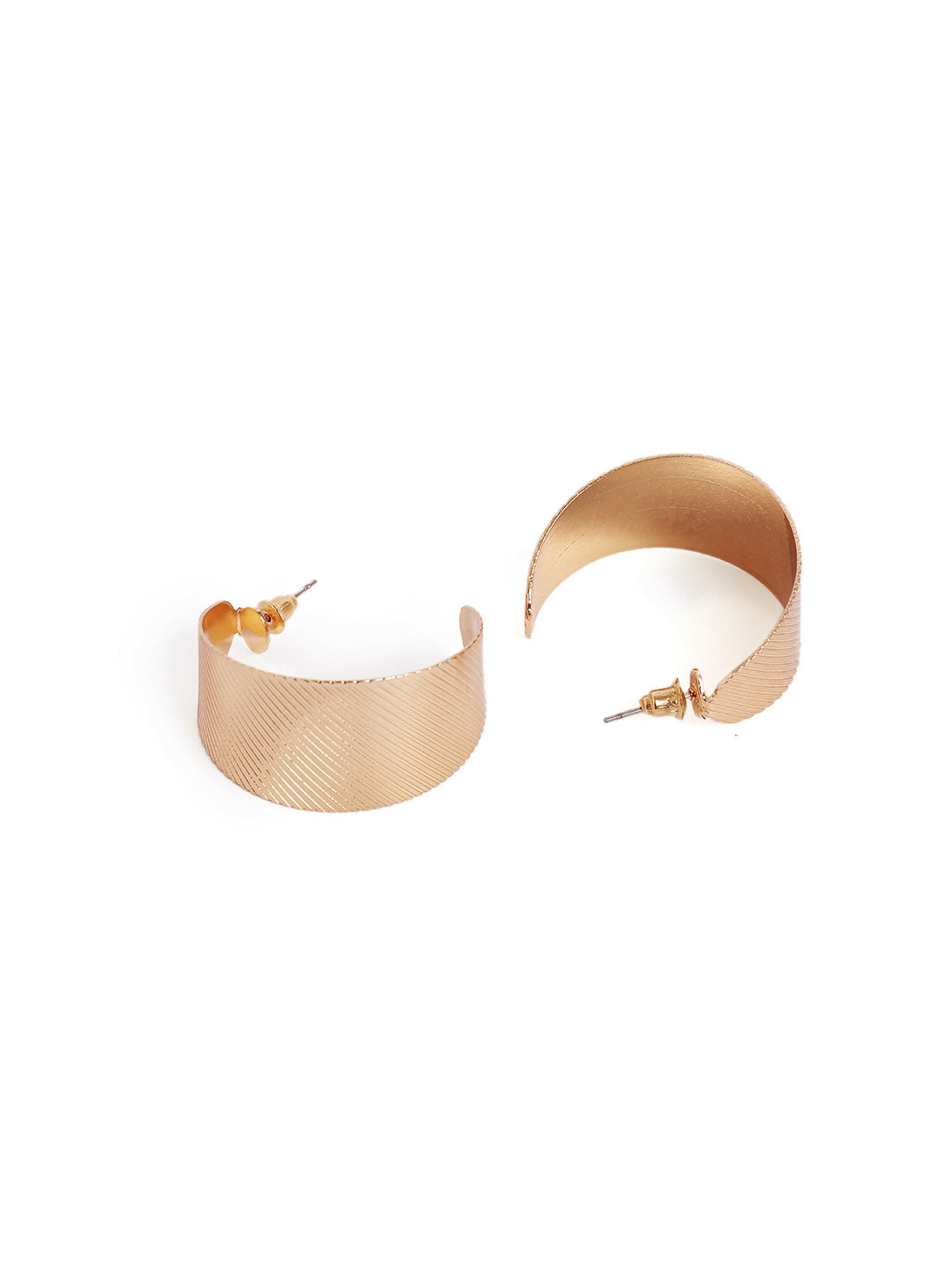 Gold Plated Plain Statement Hoop Earrings