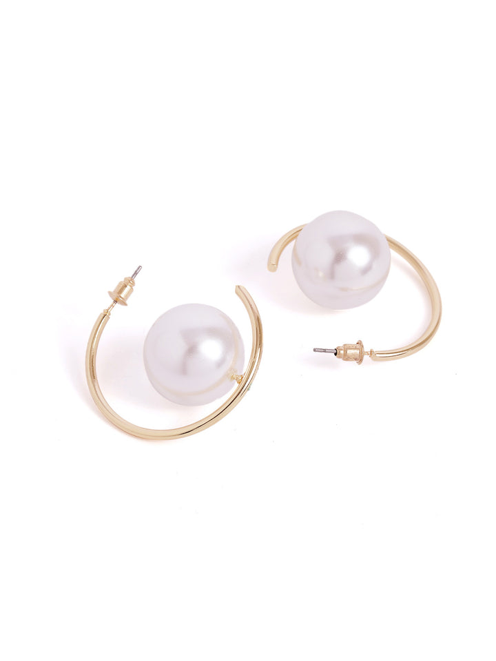 Pearl Studded Gold Plated Statement Drop Earrings