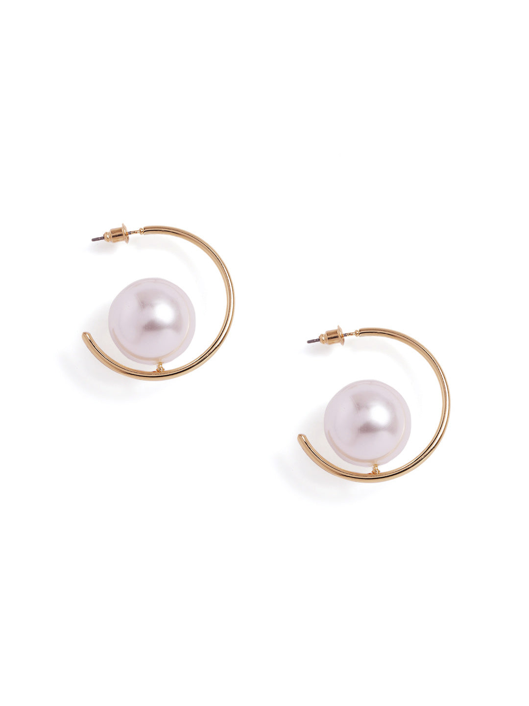 Pearl Studded Gold Plated Statement Drop Earrings