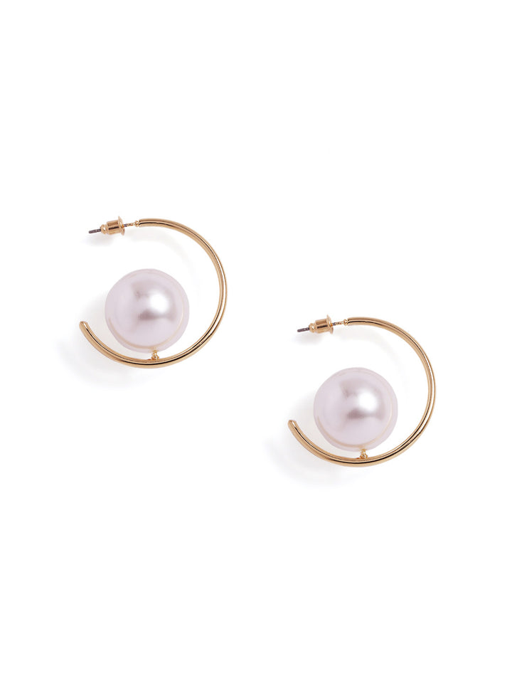 Pearl Studded Gold Plated Statement Drop Earrings