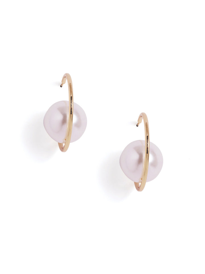 Pearl Studded Gold Plated Statement Drop Earrings