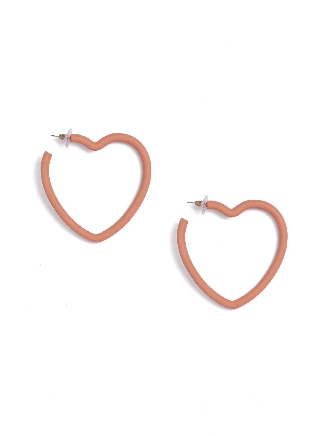 Peach Heart-Shaped Statement Hoop Earrings