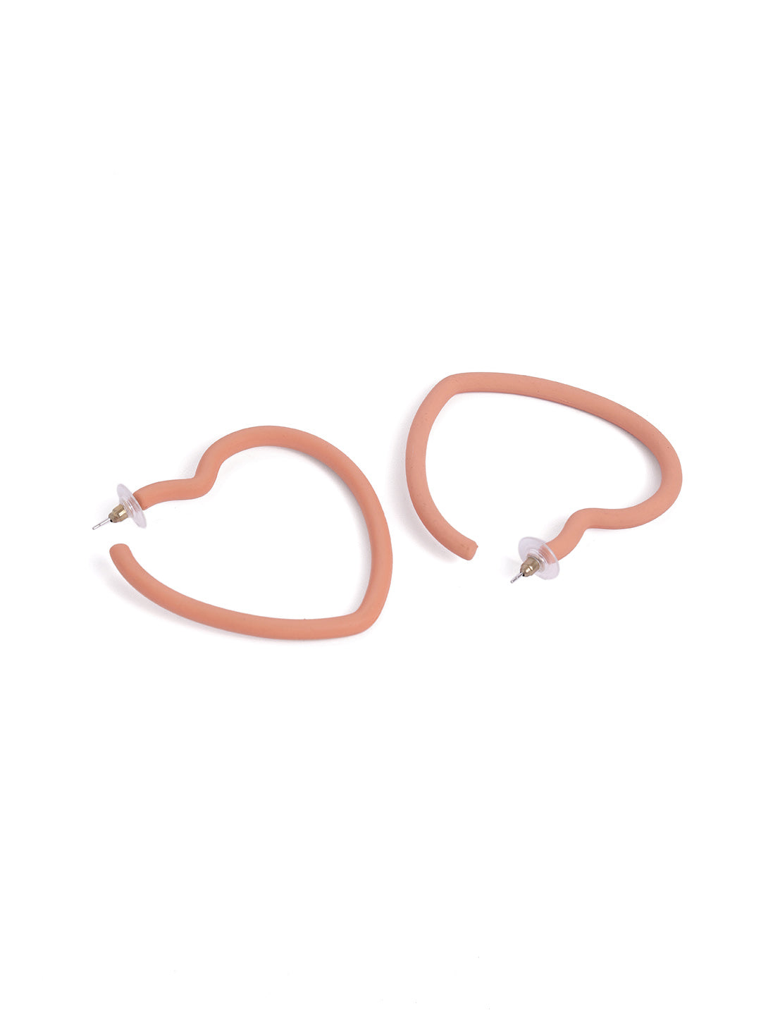 Peach Heart-Shaped Statement Hoop Earrings