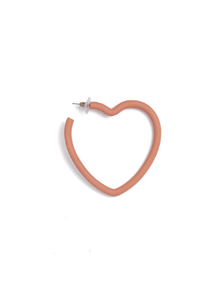 Peach Heart-Shaped Statement Hoop Earrings