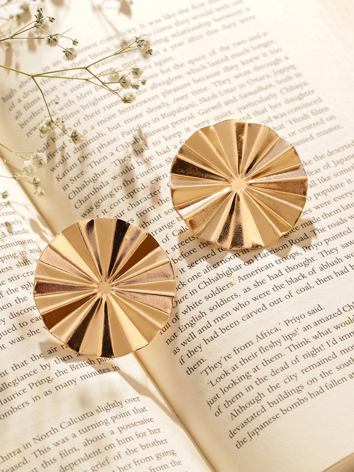 Floral Pattern Gold Plated Stud Pattern Earrings