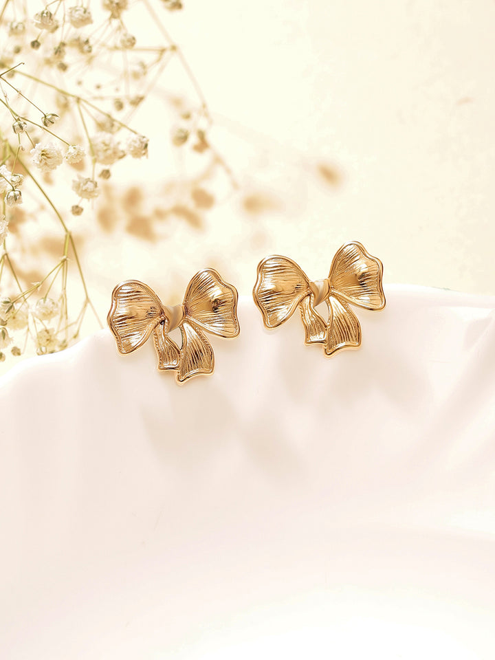 Bloomed Floral Elegance Gold Plated Stud Earrings