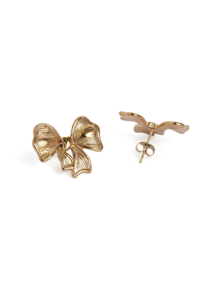 Bloomed Floral Elegance Gold Plated Stud Earrings