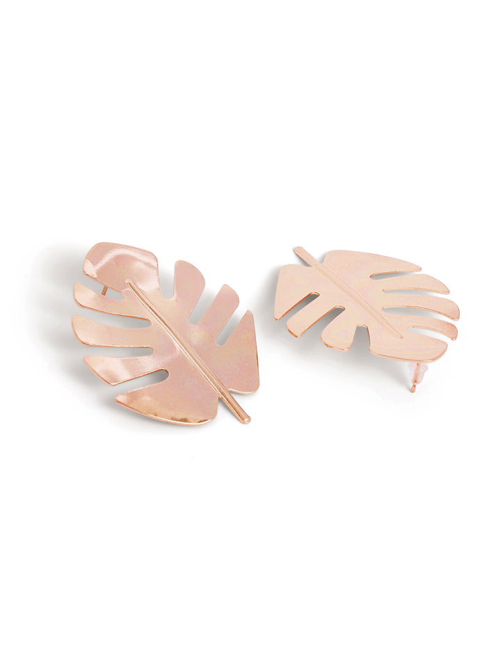 Leaf Design Gold Plated Fancy Stud Earrings