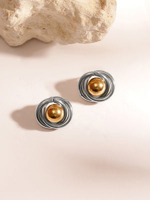 Swirl Pattern Dual Plated Elegant Stud Simple Earrings