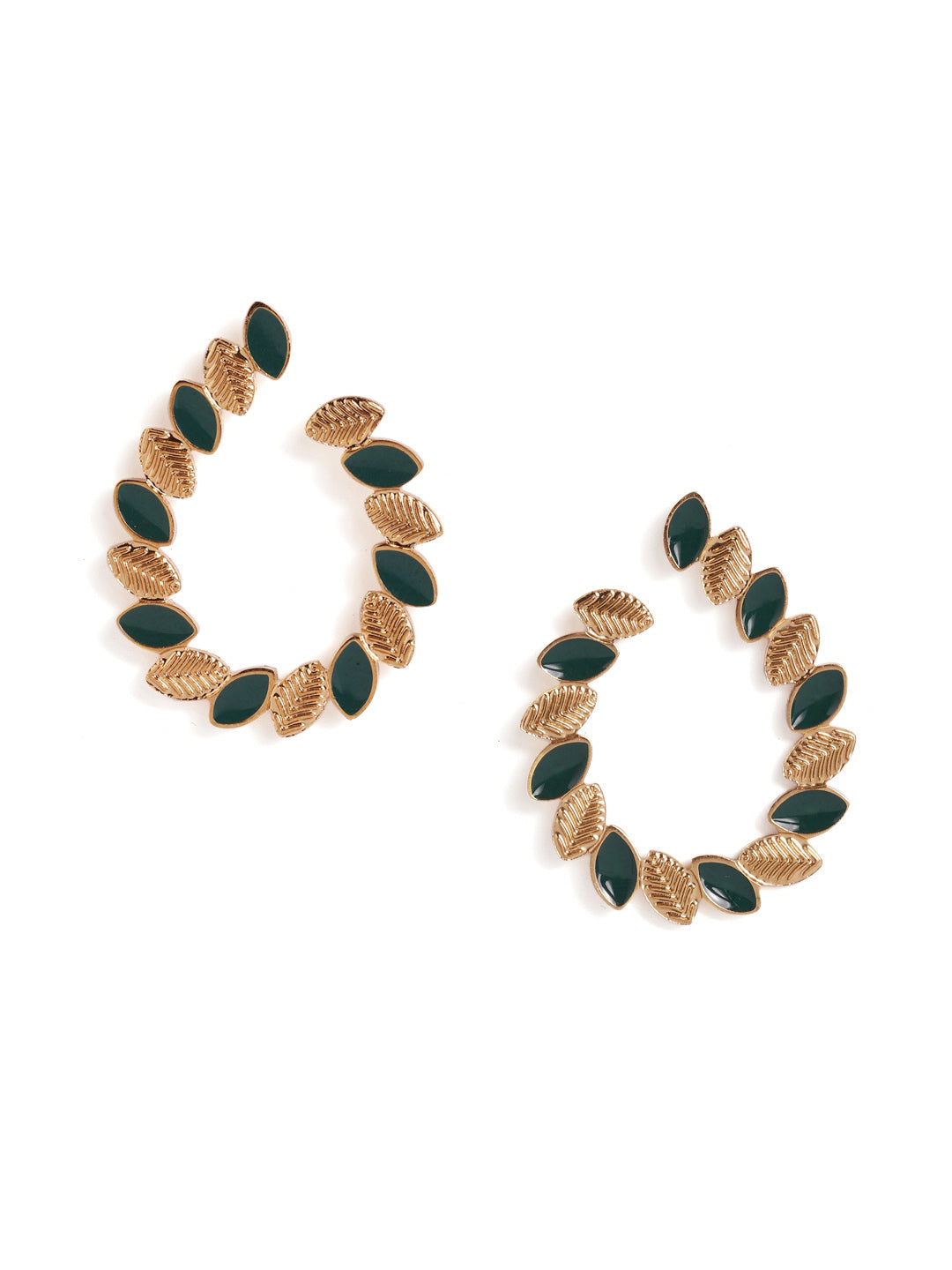 Gold Green Mini Drop Pattern Gold Plated Plain Stud earrings