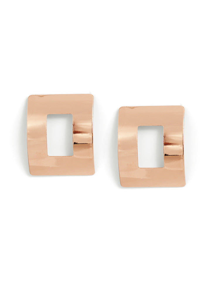 Geometry Pattern Fancy Gold Plated Stud Style Earrings