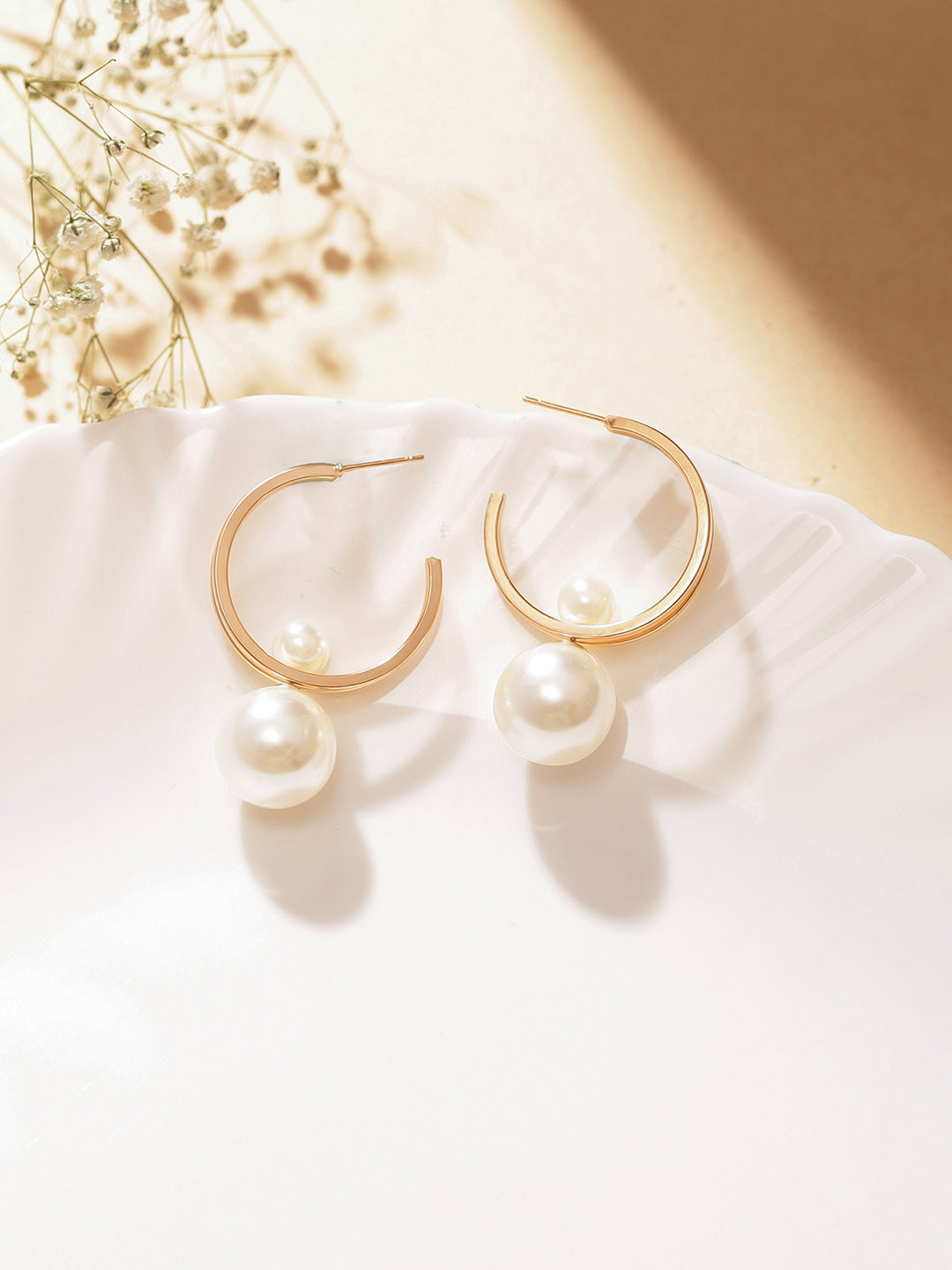 Pearl Elegant Gold Plated Fashionable Drop Earrings