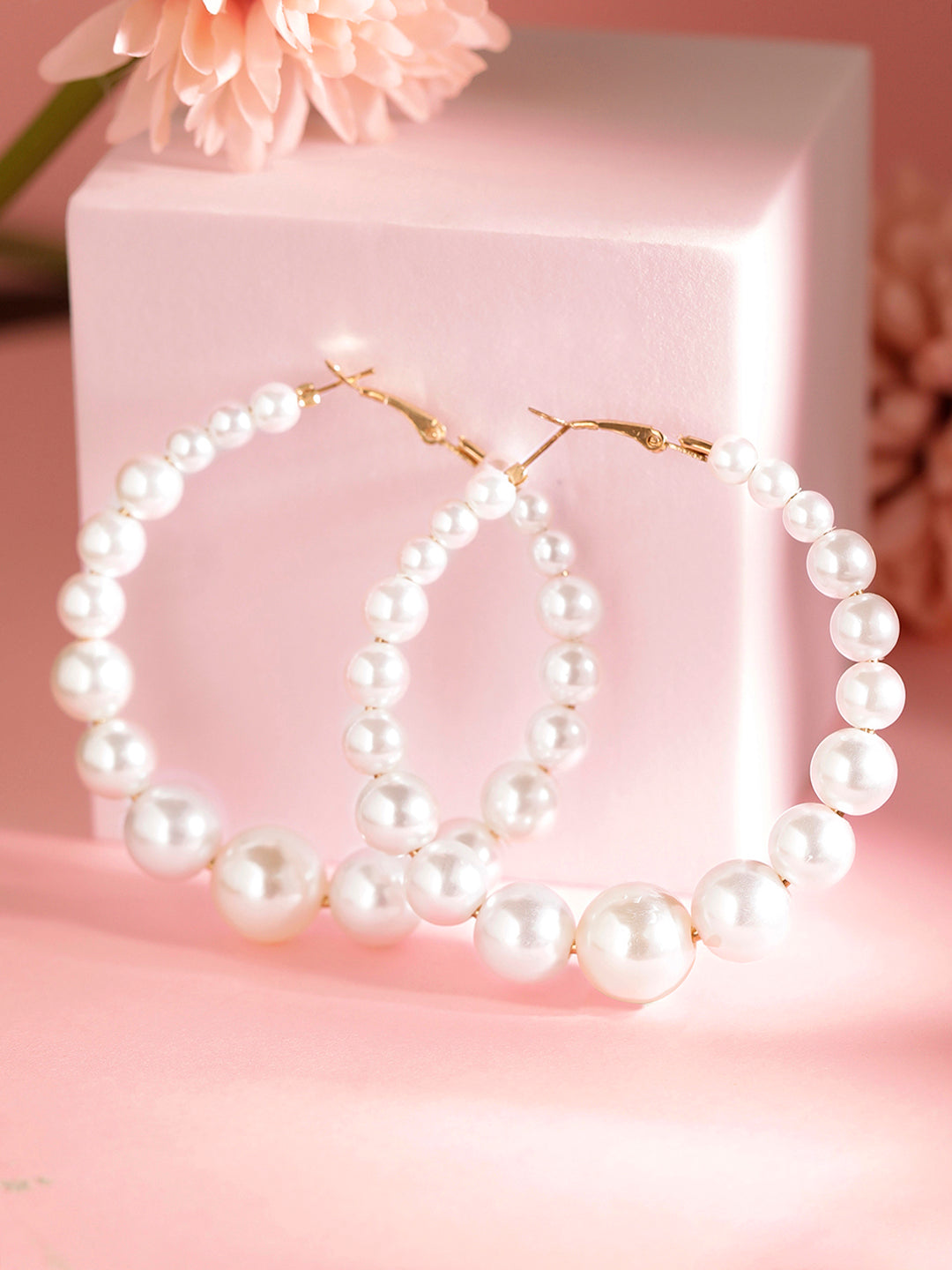 Pearl Sequenced Fancy Statement Hoop Earrings