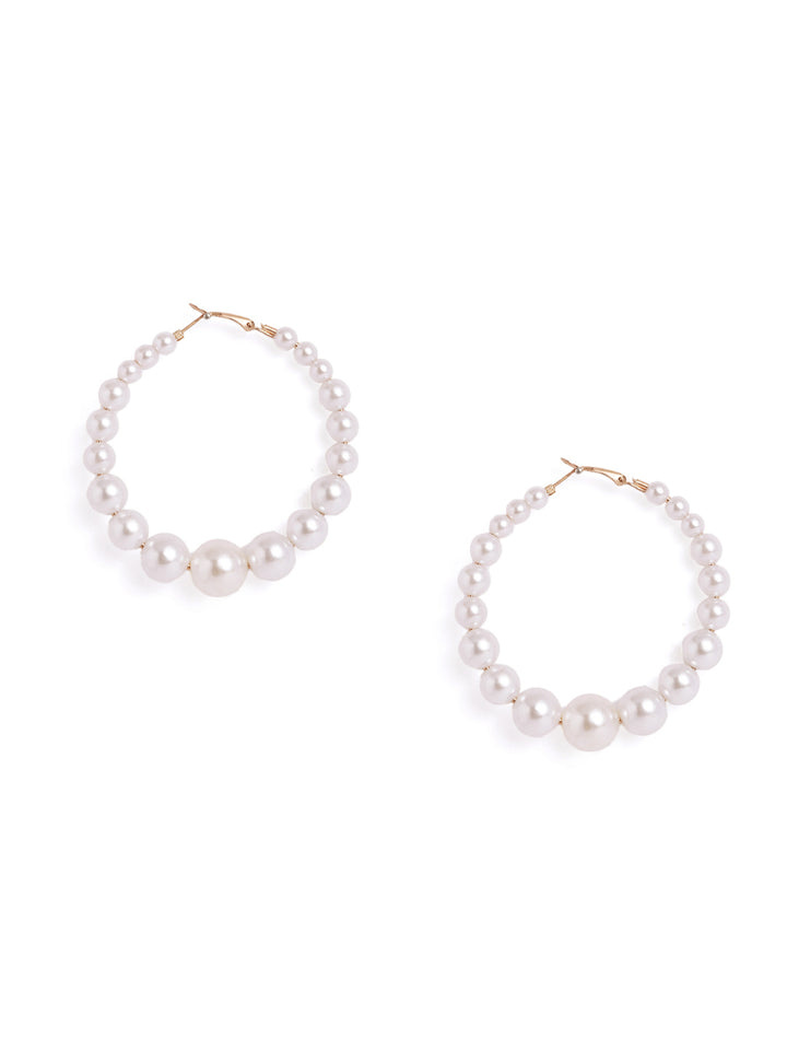 Pearl Sequenced Fancy Statement Hoop Earrings