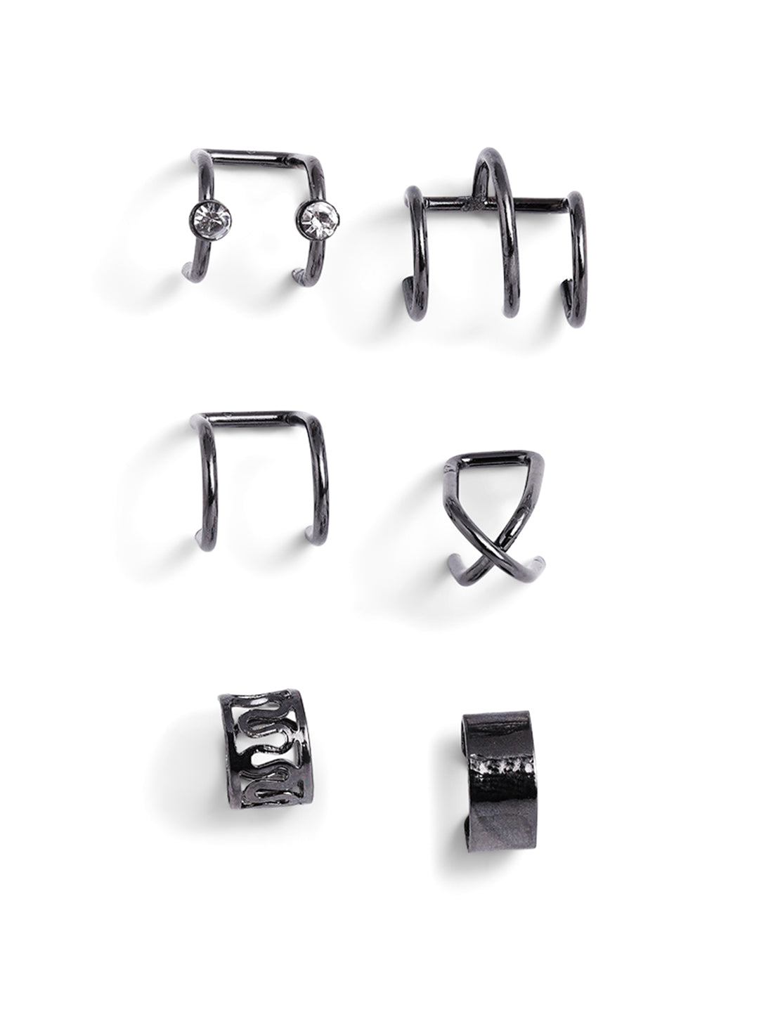 Black Fashionable 12 pieces combo ear cuff Earrings