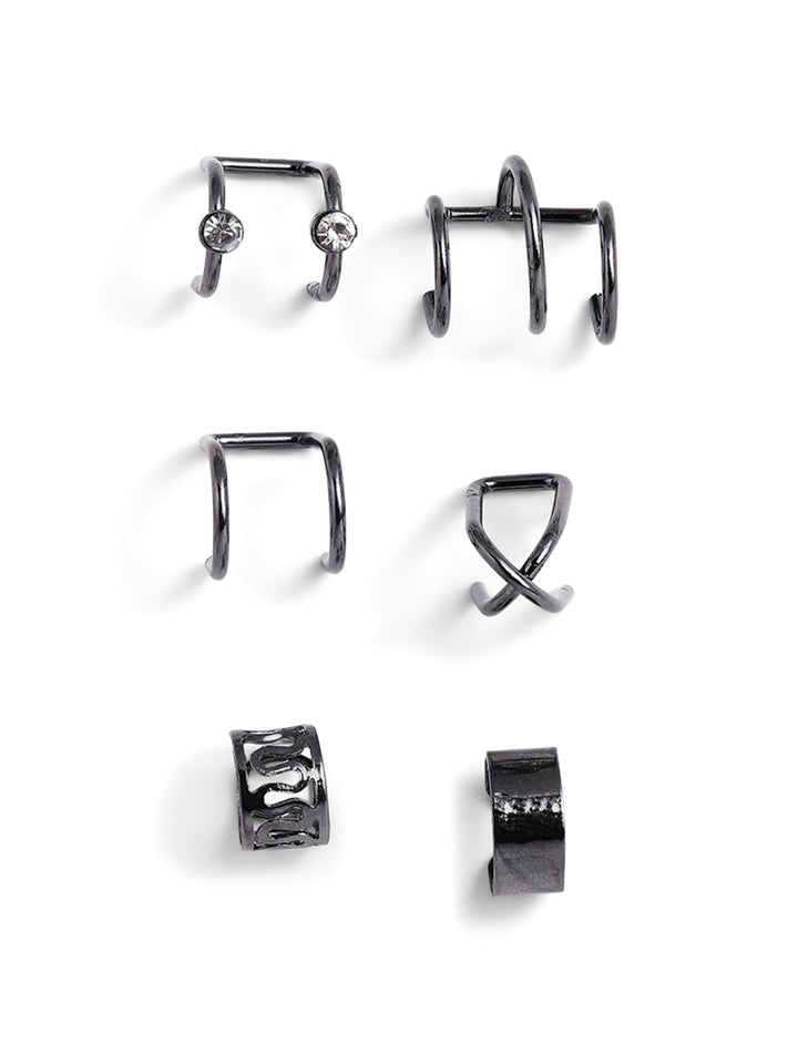 Black Fashionable 12 pieces combo ear cuff Earrings