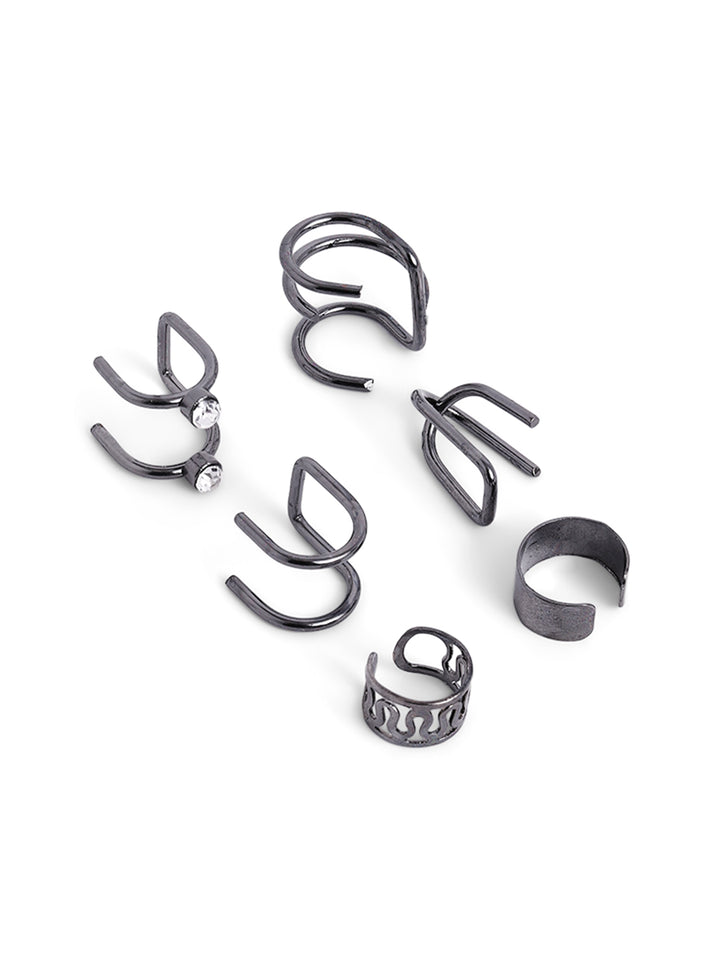 Black Fashionable 12 pieces combo ear cuff Earrings