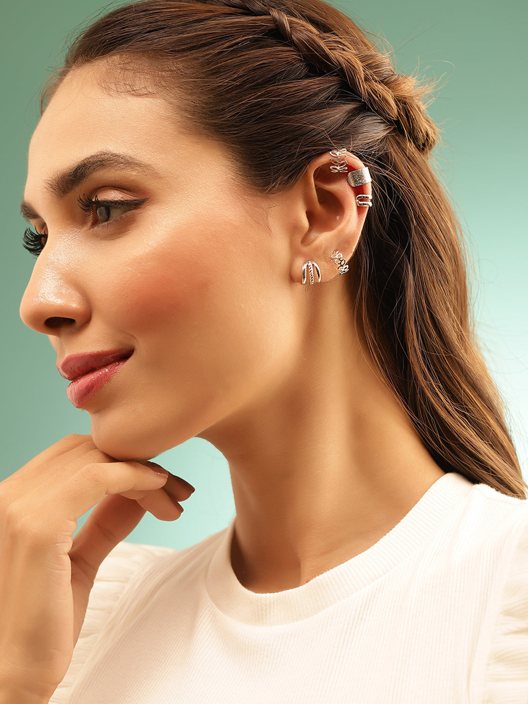 5 Pieces of Ear Cuff Fancy Silver Plated Elegant Earrings