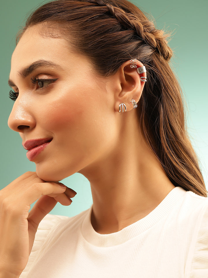 5 Pieces of Ear Cuff Fancy Silver Plated Elegant Earrings