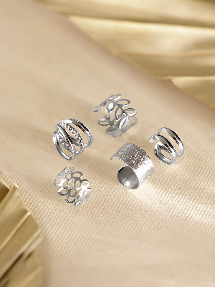 5 Pieces of Ear Cuff Fancy Silver Plated Elegant Earrings