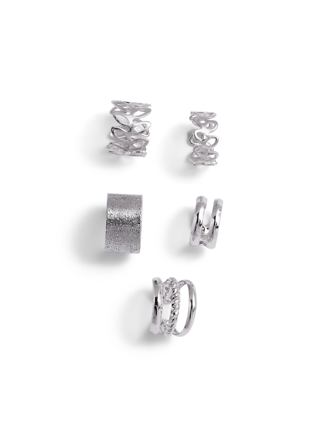 5 Pieces of Ear Cuff Fancy Silver Plated Elegant Earrings