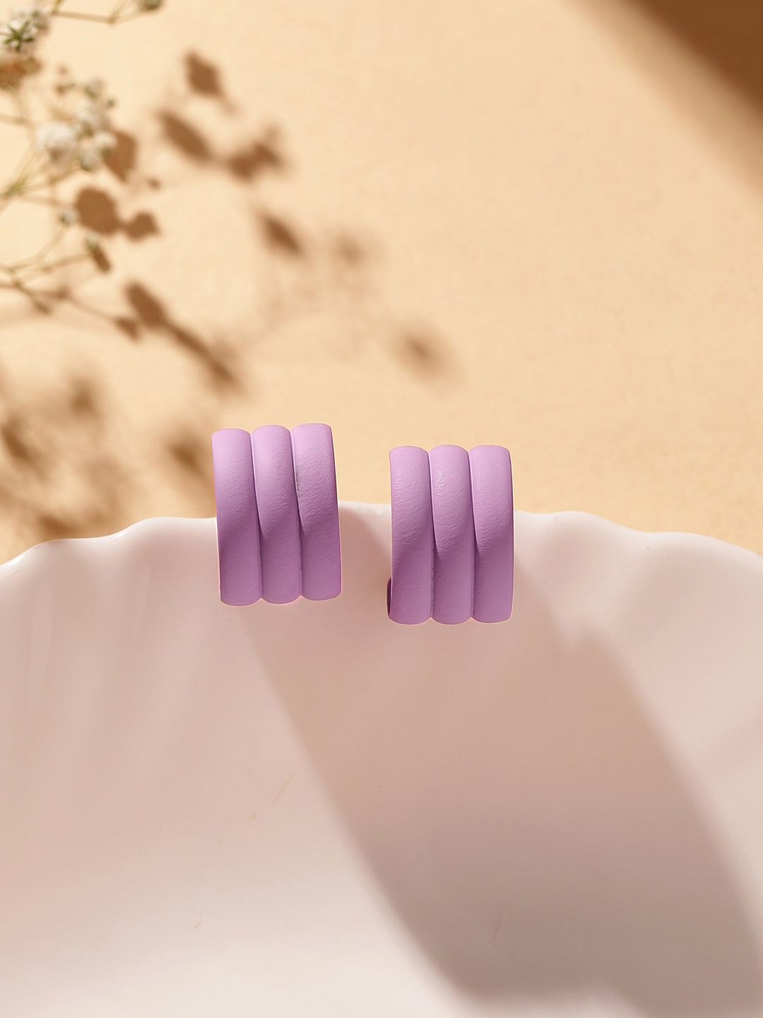 Lavender Contemporary Statement Mini Hoops Earrings