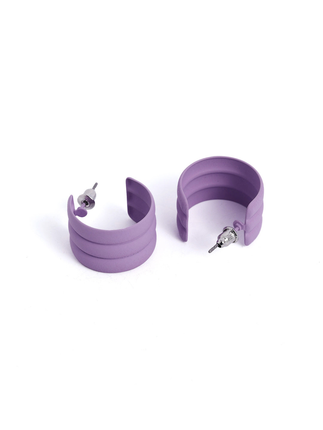 Lavender Contemporary Statement Mini Hoops Earrings