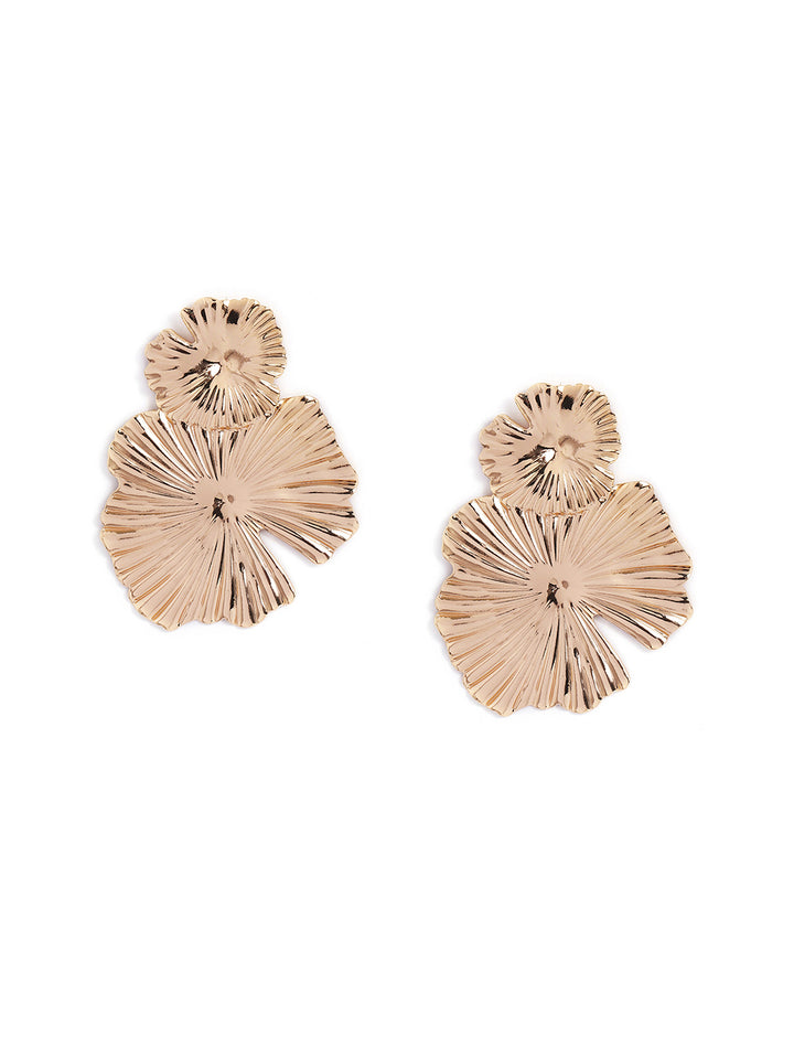 Flower Elegance Gold Plated Drop Style Fancy Earrings