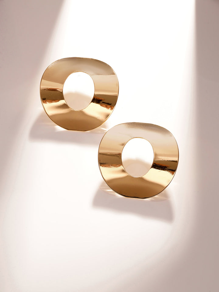 Simple Geometry Design Gold Plated Elegant Stud Earrings