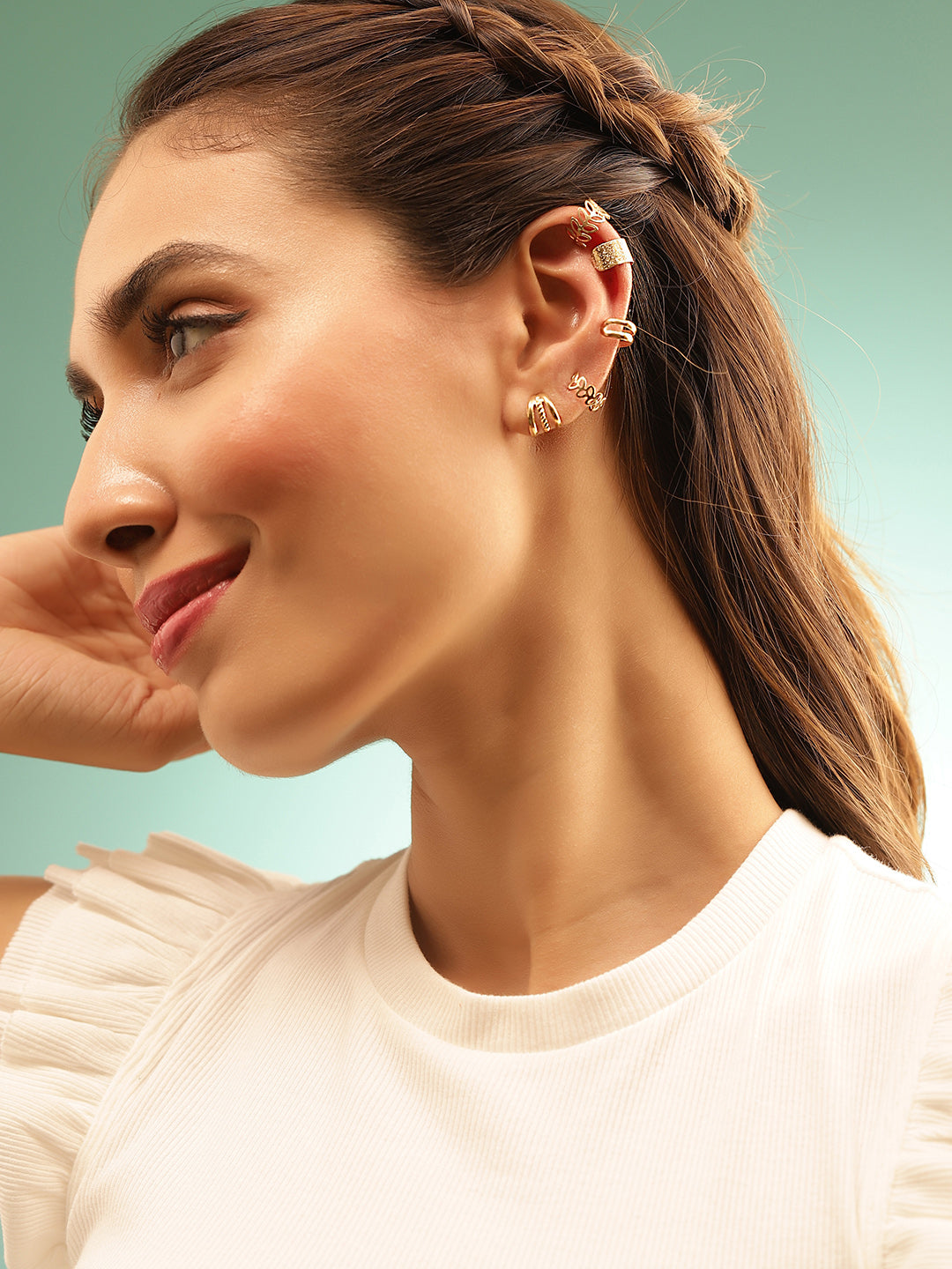 5 Pieces of Ear Cuff Gold Plated Fancy Earrings