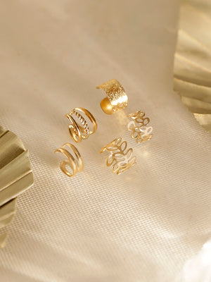 5 Pieces of Ear Cuff Gold Plated Fancy Earrings