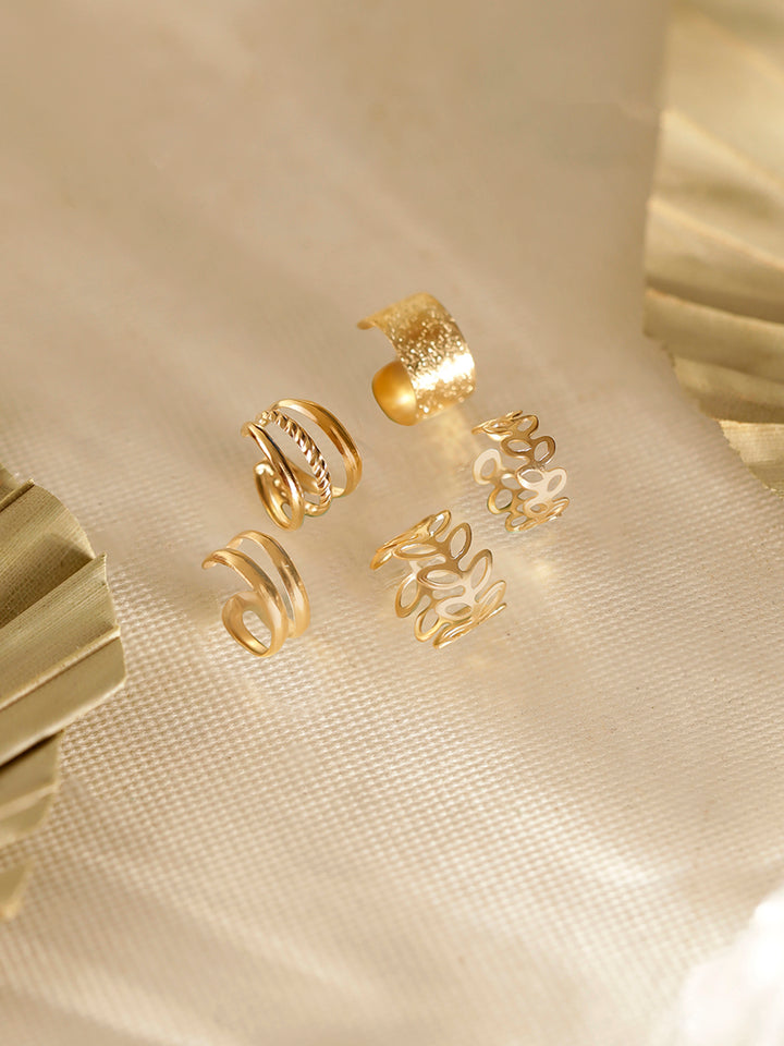 5 Pieces of Ear Cuff Gold Plated Fancy Earrings