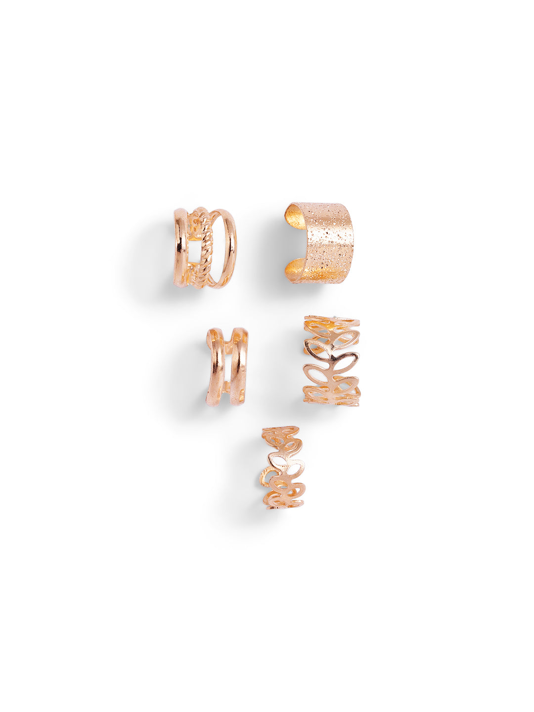5 Pieces of Ear Cuff Gold Plated Fancy Earrings