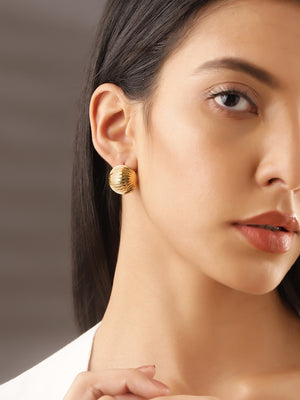 Gold Plated Mini Balls Pattern Stud Style Earrings