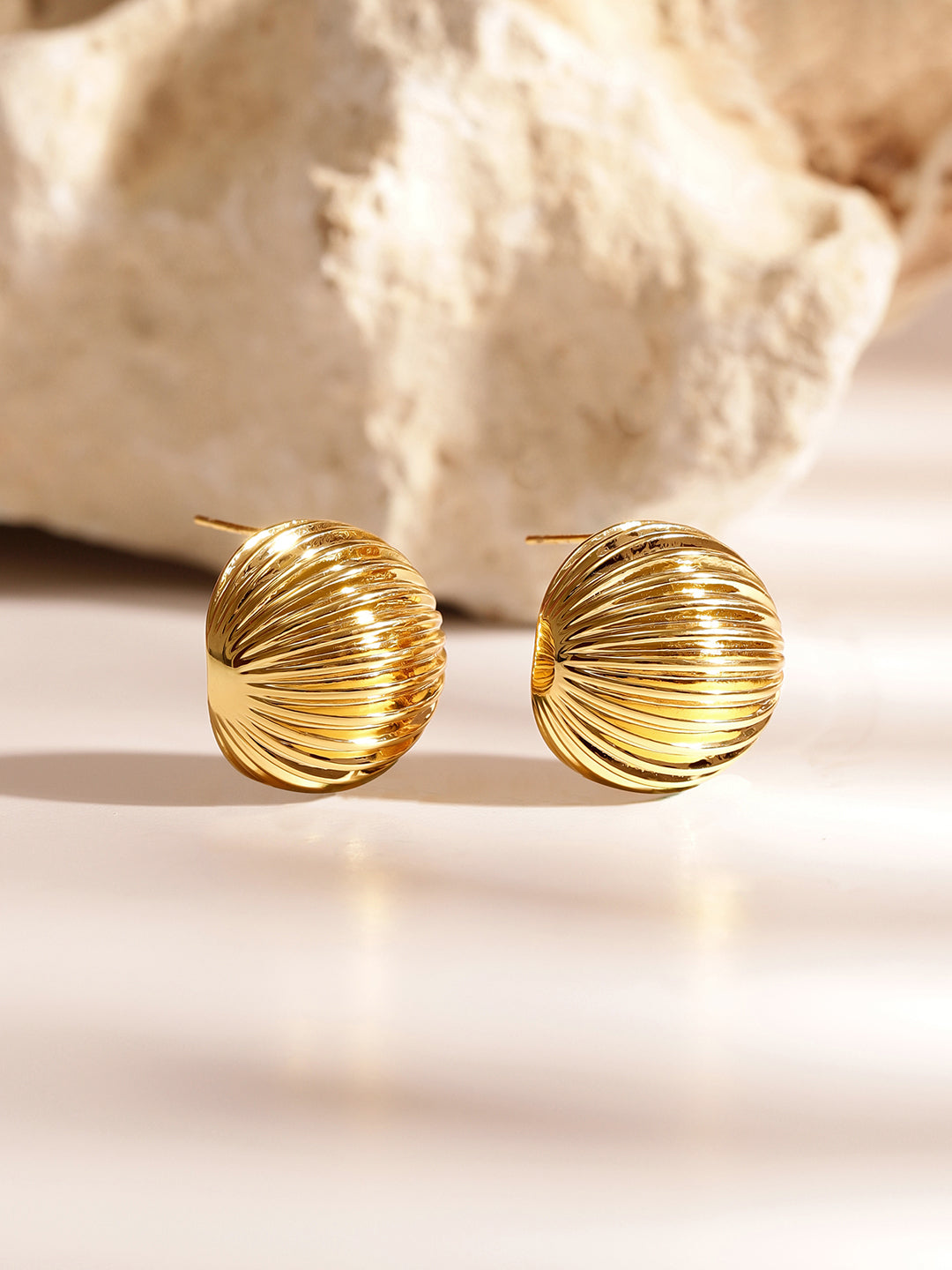 Gold Plated Mini Balls Pattern Stud Style Earrings