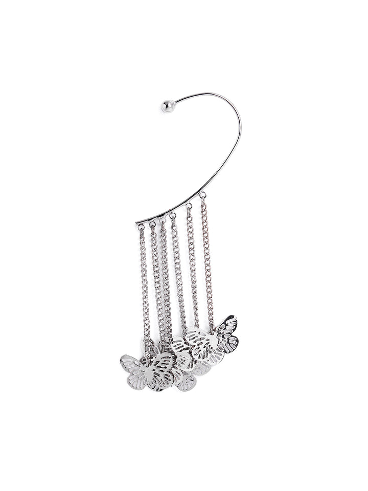 Butterfly Tassels Silver Plated Ear Cuff Fancy Earrings