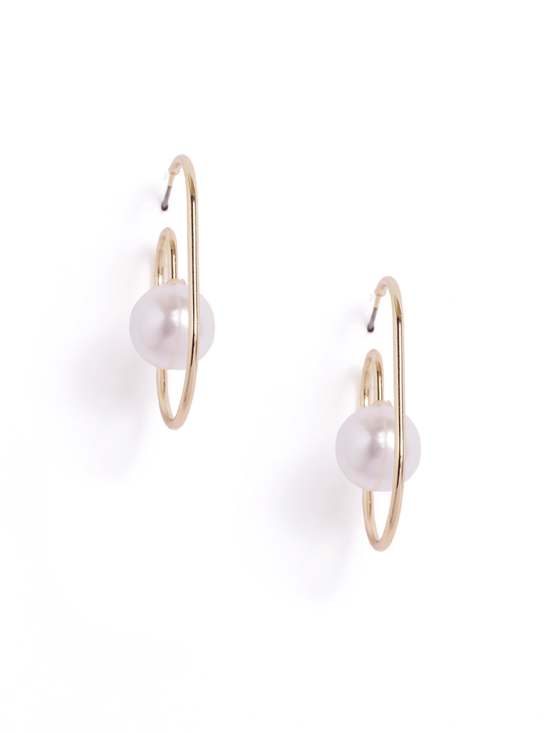 Pearl Elegance Gold Plated Statement Style Hoop Earrings