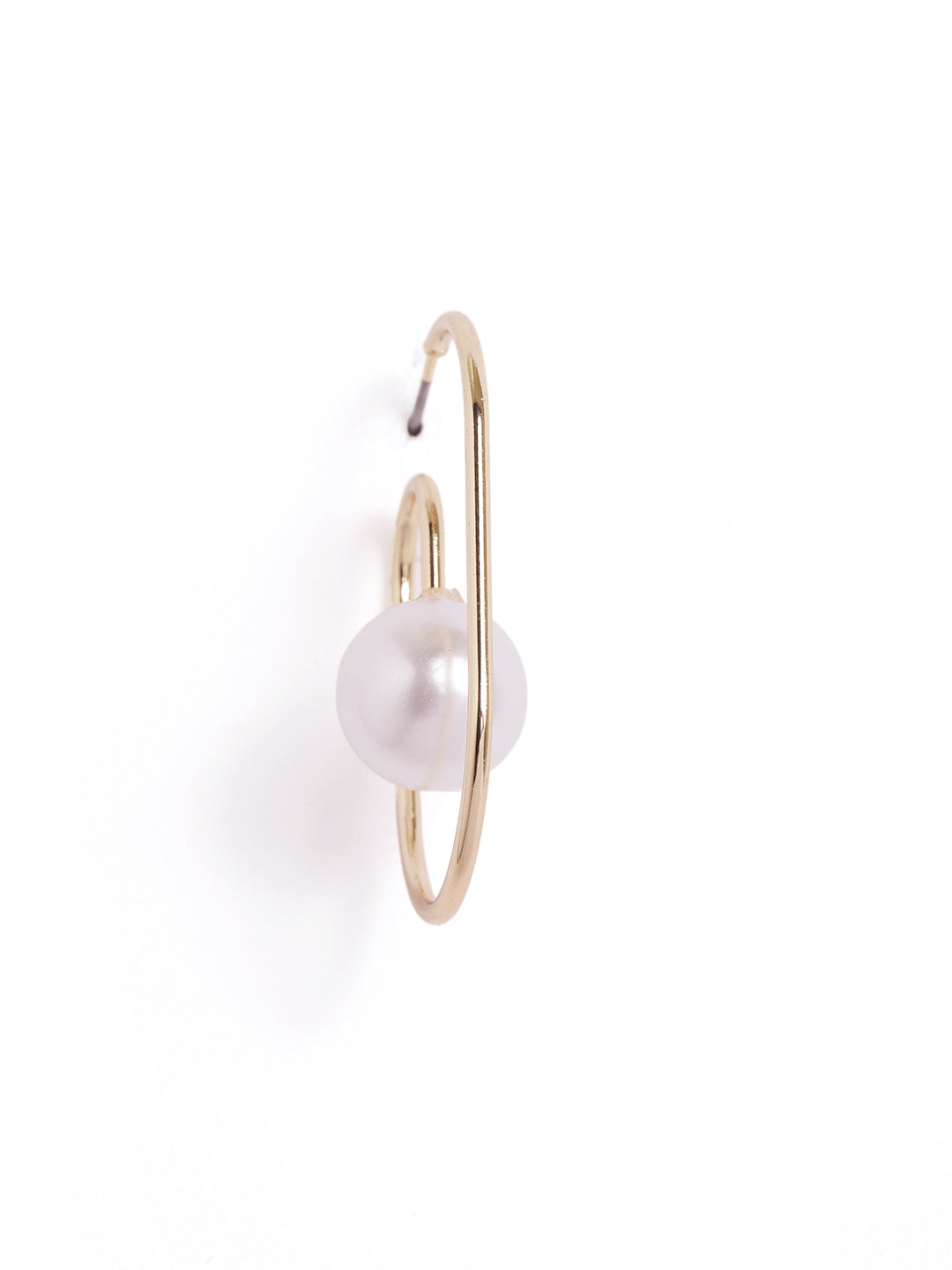 Pearl Elegance Gold Plated Statement Style Hoop Earrings