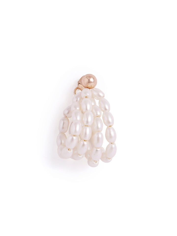 Pearl Statement Fancy Design Gold Plated Hoops Earrings