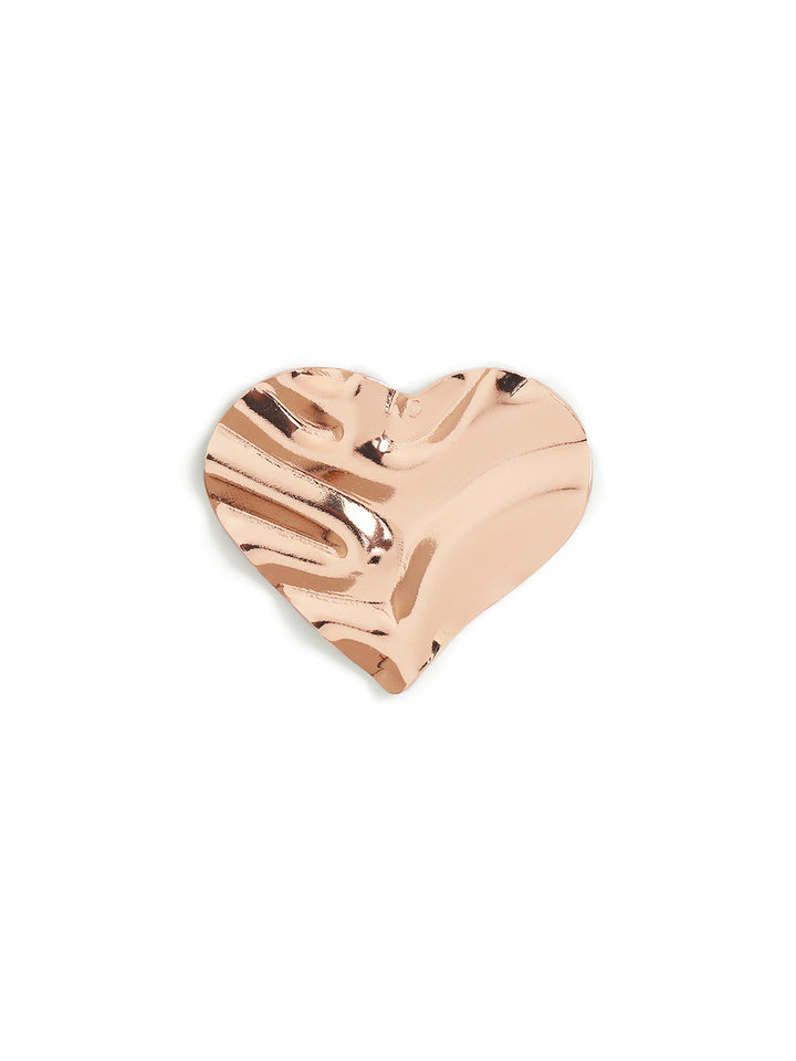 Hammered-Style Heart Pattern Gold Plated Stud Earrrings